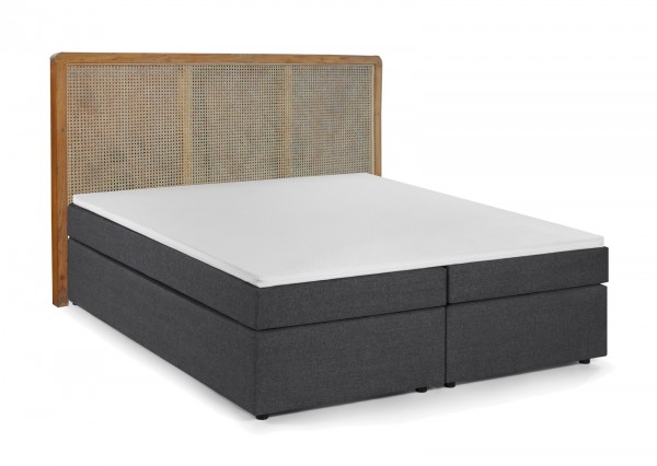 Sit Möbel Boxspringbett mit Rattan-Kopfteil (THIS & THAT) 18006-01 (dunkelgrau, natur) Rabatte dieses Monats