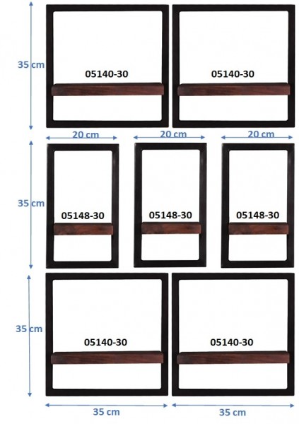 Sit Möbel Wandregal-Set, 7-teilig (ALMIRAH) 05100-20 (braun, schwarz) Blitzangebot