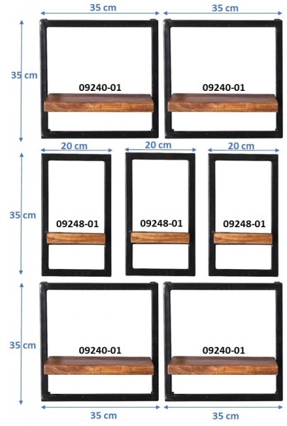 Sit Möbel Wandregal-Set, 7-teilig (PANAMA) 09200-20 (natur mit antikschwarz) Bestseller