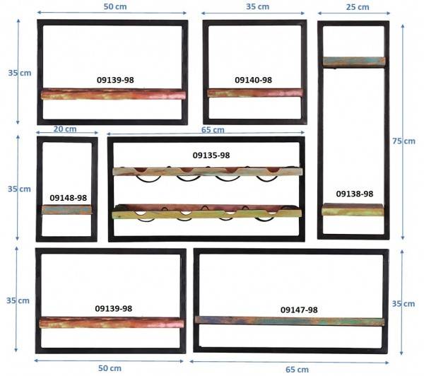 Sit Möbel Wandregal-Set, 7-teilig (RIVERBOAT) 09101-02 (bunt, schwarz) Saisonale Angebote