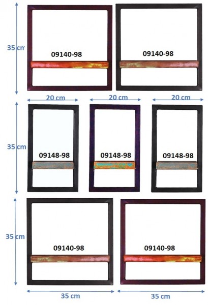 Sit Möbel Wandregal-Set, 7-teilig (RIVERBOAT) 09101-20 (bunt, schwarz) Kauf eins, bekomm eins gratis