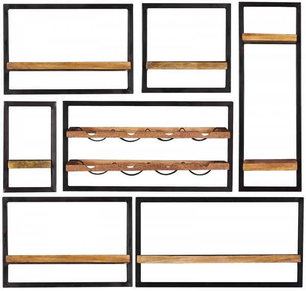 Sit Möbel Wandregal-Set, 7-teilig (SIDNEY) 14300-02 (natur, schwarz)