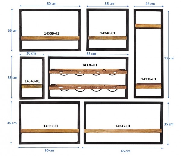 Sit Möbel Wandregal-Set, 7-teilig (SIDNEY) 14300-02 (natur, schwarz) Tägliche Deals