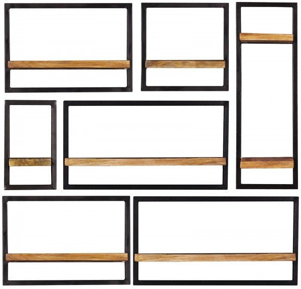 Sit Möbel Wandregal-Set, 7-teilig (SIDNEY) 14300-05 (natur, schwarz)