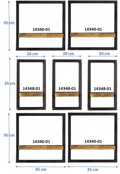 Sit Möbel Wandregal-Set, 7-teilig (SIDNEY) 14300-20 (natur, schwarz) Riesige Ersparnisse