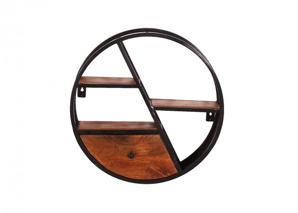 Sit Möbel Wandregal, rund, 3 Böden, 1 Schublade (PANAMA) 09274-01 (natur mit antikschwarz) Sonderangebot der Fabrik