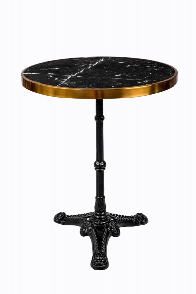 Sit Möbel Bistro-Tisch, 57 cm rund (THIS & THAT) 09997-11 (Platte schwarz mit Messing, Gestell schwarz)