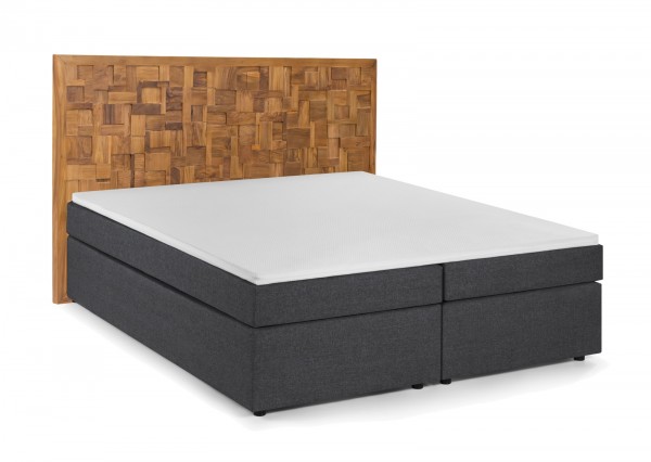 Sit Möbel Boxspringbett mit Holz-Mosaik-Kopfteil (THIS & THAT) 18006-03 (dunkelgrau, natur) Zeitlich begrenztes Angebot