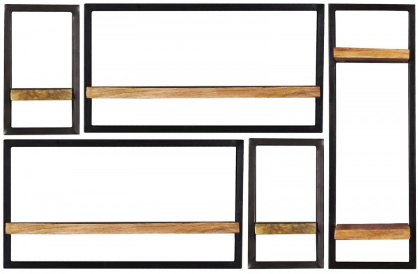 Sit Möbel Wandregal-Set, 5-teilig (SIDNEY) 14300-04 (natur, schwarz)