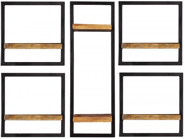 Sit Möbel Wandregal-Set, 5-teilig (SIDNEY) 14300-16 (natur, schwarz)
