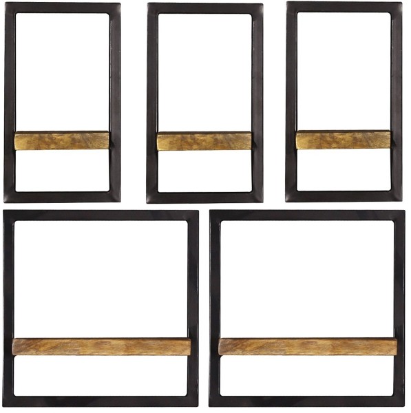 Sit Möbel Wandregal-Set, 5-teilig (SIDNEY) 14300-17 (natur, schwarz)