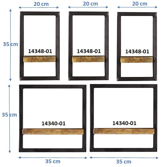 Sit Möbel Wandregal-Set, 5-teilig (SIDNEY) 14300-17 (natur, schwarz) Neuheiten