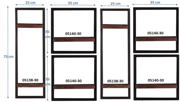 Sit Möbel Wandregal-Set, 6-teilig (ALMIRAH) 05100-18 (braun, schwarz) Bestseller