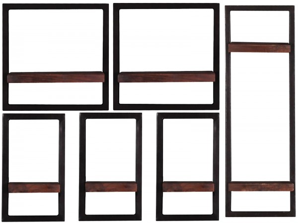 Sit Möbel Wandregal-Set, 6-teilig (ALMIRAH) 05100-19 (braun, schwarz)