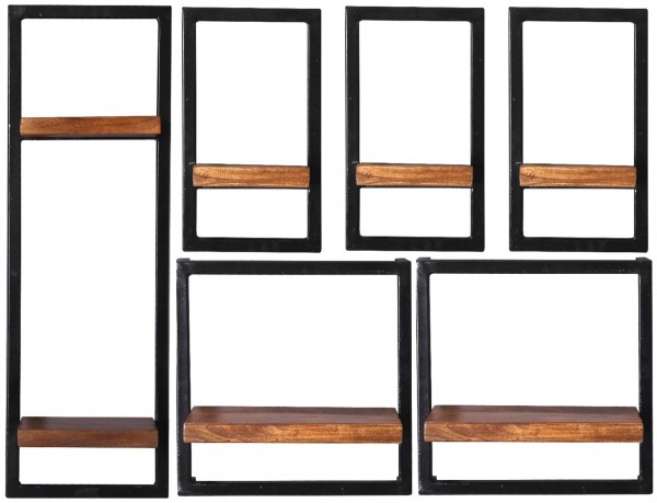 Sit Möbel Wandregal-Set, 6-teilig (PANAMA) 09200-19 (natur mit antikschwarz) Kauf eins, bekomm eins gratis