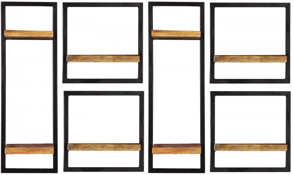 Sit Möbel Wandregal-Set, 6-teilig (SIDNEY) 14300-18 (natur, schwarz)