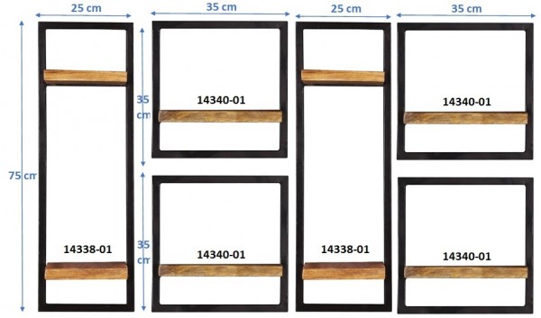 Sit Möbel Wandregal-Set, 6-teilig (SIDNEY) 14300-18 (natur, schwarz) Riesige Ersparnisse