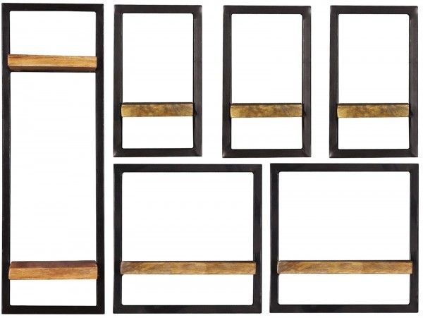Sit Möbel Wandregal-Set, 6-teilig (SIDNEY) 14300-19 (natur, schwarz)