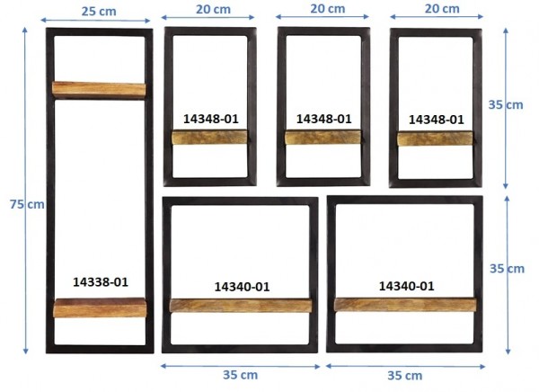 Sit Möbel Wandregal-Set, 6-teilig (SIDNEY) 14300-19 (natur, schwarz) VIP-Rabatte
