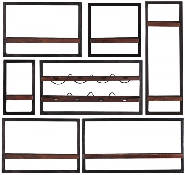 Sit Möbel Wandregal-Set, 7-teilig (ALMIRAH) 05100-02 (braun, schwarz)