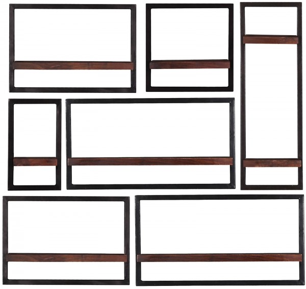 Sit Möbel Wandregal-Set, 7-teilig (ALMIRAH) 05100-05 (braun, schwarz)