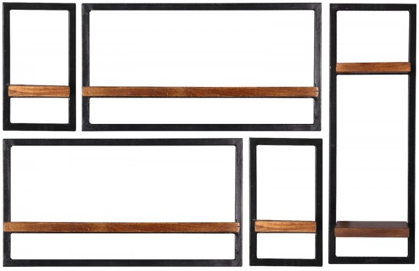 Sit Möbel Wandregal-Set, 5-teilig (PANAMA) 09200-04 (natur mit antikschwarz)