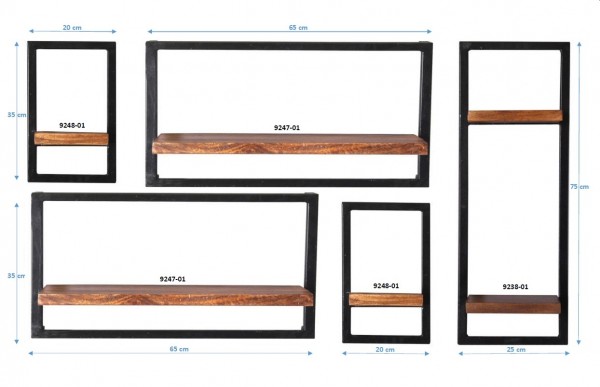 Sit Möbel Wandregal-Set, 5-teilig (PANAMA) 09200-04 (natur mit antikschwarz) Bis zu 65% Rabatt