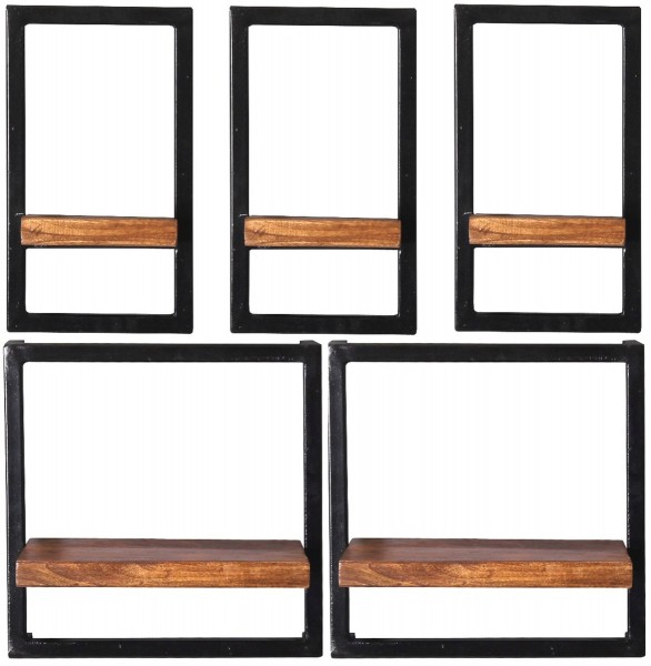 Sit Möbel Wandregal-Set, 5-teilig (PANAMA) 09200-17 (natur mit antikschwarz)