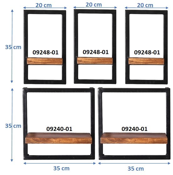 Sit Möbel Wandregal-Set, 5-teilig (PANAMA) 09200-17 (natur mit antikschwarz) Sonderangebot der Fabrik
