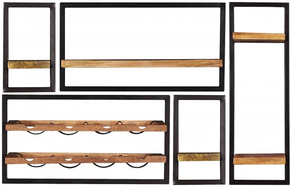 Sit Möbel Wandregal-Set, 5-teilig (SIDNEY) 14300-01 (natur, schwarz)