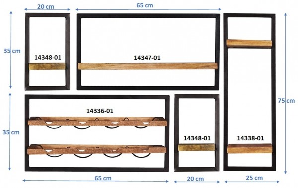 Sit Möbel Wandregal-Set, 5-teilig (SIDNEY) 14300-01 (natur, schwarz) Super Rabatt