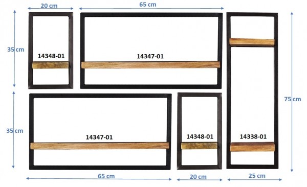 Sit Möbel Wandregal-Set, 5-teilig (SIDNEY) 14300-04 (natur, schwarz) Riesige Rabatte