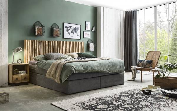 Sit Möbel Boxspringbett mit Kopfteil aus Ästen (THIS & THAT) 18006-02 (dunkelgrau, natur) Blitzangebot