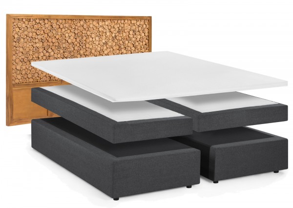 Sit Möbel Boxspringbett mit Kopfteil aus Astscheiben (THIS & THAT) 18006-04 (dunkelgrau, natur)