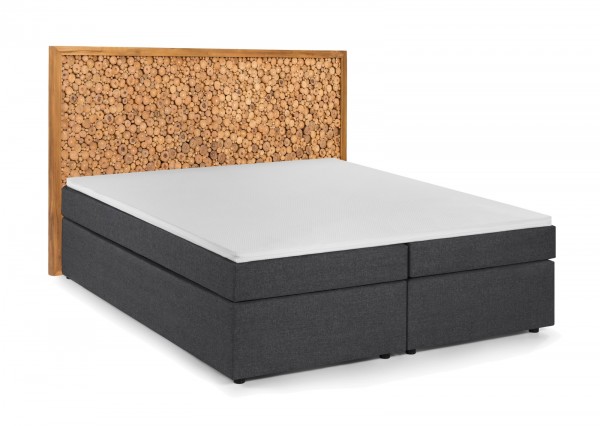 Sit Möbel Boxspringbett mit Kopfteil aus Astscheiben (THIS & THAT) 18006-04 (dunkelgrau, natur) Große Rabatte
