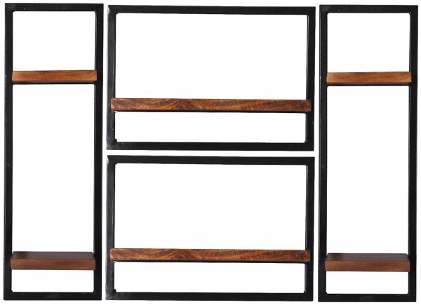 Sit Möbel Wandregal-Set, 4-teilig (PANAMA) 09200-14 (natur mit antikschwarz)