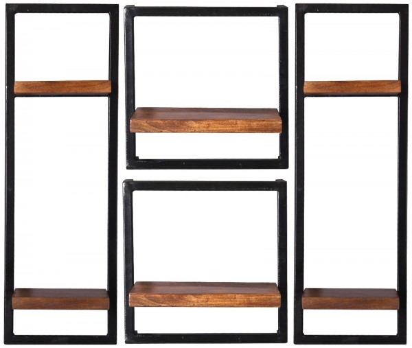 Sit Möbel Wandregal-Set, 4-teilig (PANAMA) 09200-15 (natur mit antikschwarz)