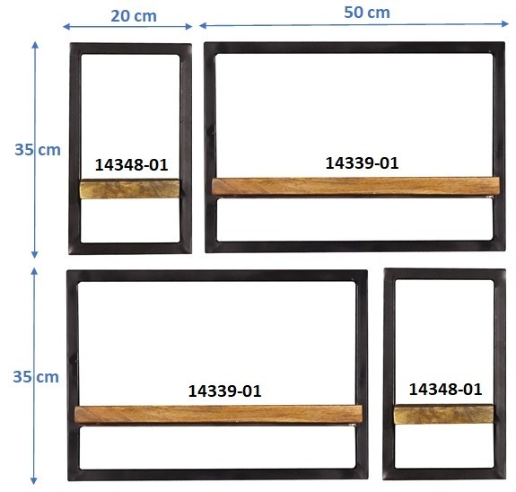 Sit Möbel Wandregal-Set, 4-teilig (SIDNEY) 14300-03 (natur, schwarz) 50% Rabatt für begrenzte Zeit