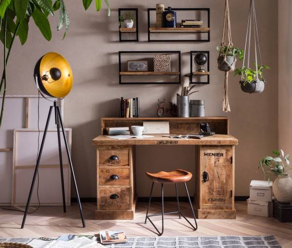 Sit Möbel Wandregal-Set, 4-teilig (SIDNEY) 14300-03 (natur, schwarz) 50% Rabatt für begrenzte Zeit