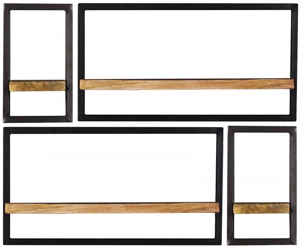 Sit Möbel Wandregal-Set, 4-teilig (SIDNEY) 14300-10 (natur, schwarz)