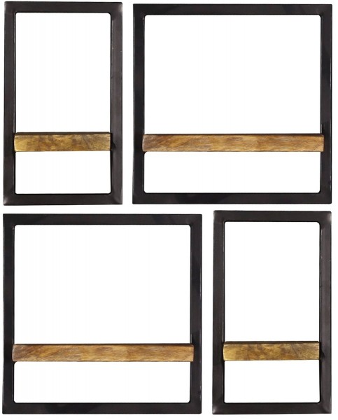 Sit Möbel Wandregal-Set, 4-teilig (SIDNEY) 14300-11 (natur, schwarz)