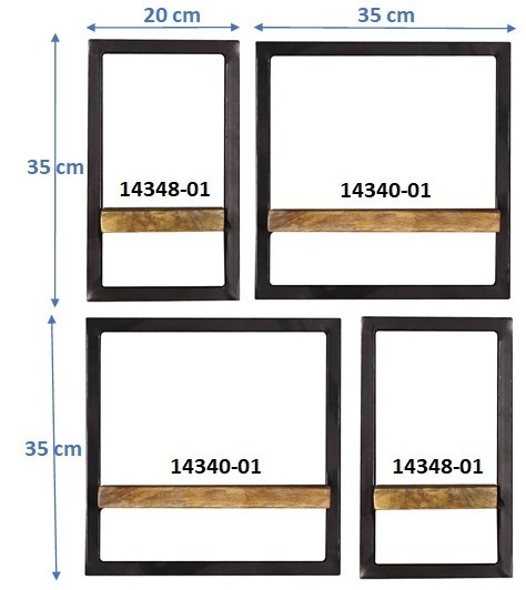 Sit Möbel Wandregal-Set, 4-teilig (SIDNEY) 14300-11 (natur, schwarz) 2025
