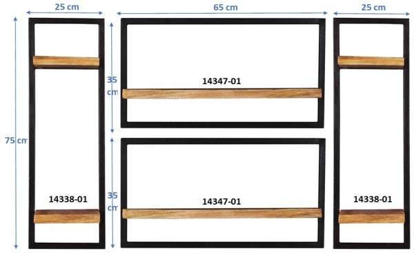 Sit Möbel Wandregal-Set, 4-teilig (SIDNEY) 14300-13 (natur, schwarz) Online
