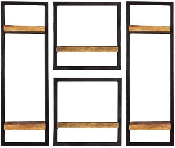 Sit Möbel Wandregal-Set, 4-teilig (SIDNEY) 14300-15 (natur, schwarz)
