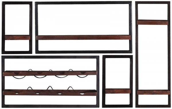 Sit Möbel Wandregal-Set, 5-teilig (ALMIRAH) 05100-01 (braun, schwarz)