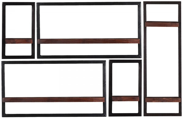 Sit Möbel Wandregal-Set, 5-teilig (ALMIRAH) 05100-04 (braun, schwarz)
