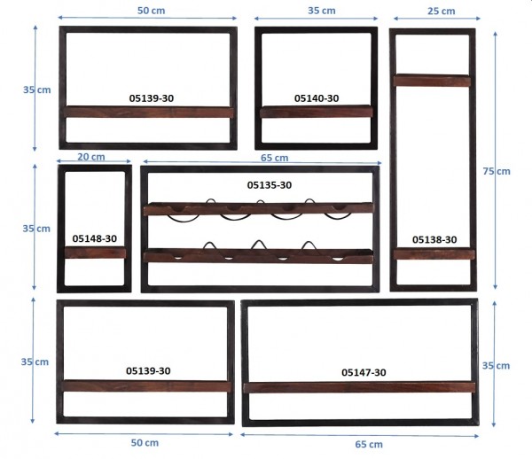 Sit Möbel Wandregal-Set, 7-teilig (ALMIRAH) 05100-02 (braun, schwarz) Kostenloser Versand