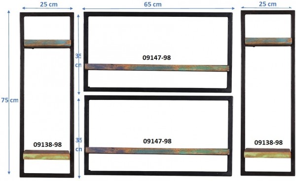 Sit Möbel Wandregal-Set, 4-teilig (RIVERBOAT) 09101-13 (bunt, schwarz) Online