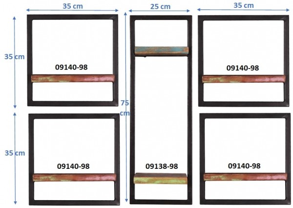 Sit Möbel Wandregal-Set, 5-teilig (RIVERBOAT) 09101-16 (bunt, schwarz) Günstig kaufen