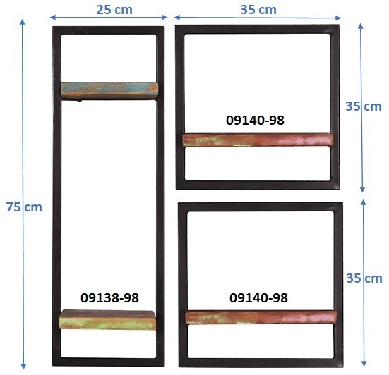 Sit Möbel Wandregal-Set, 3-teilig (RIVERBOAT) 09101-07 (bunt, schwarz) Begrenztes Angebot